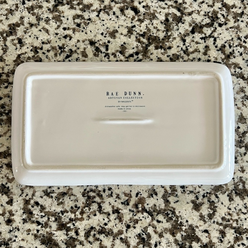 Rae Dunn Hustle White Ceramic Trinket Tray - Picture 2 of 2